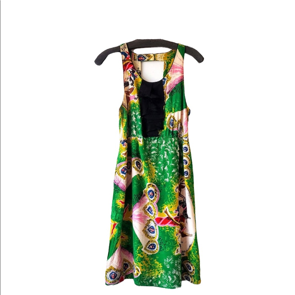 12-Anthropologie silk carousel print dress size 0